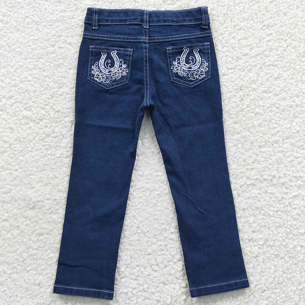 Baby Girls Jeans Pants Navy Rodeo Back Pockets Denim Pants P0085