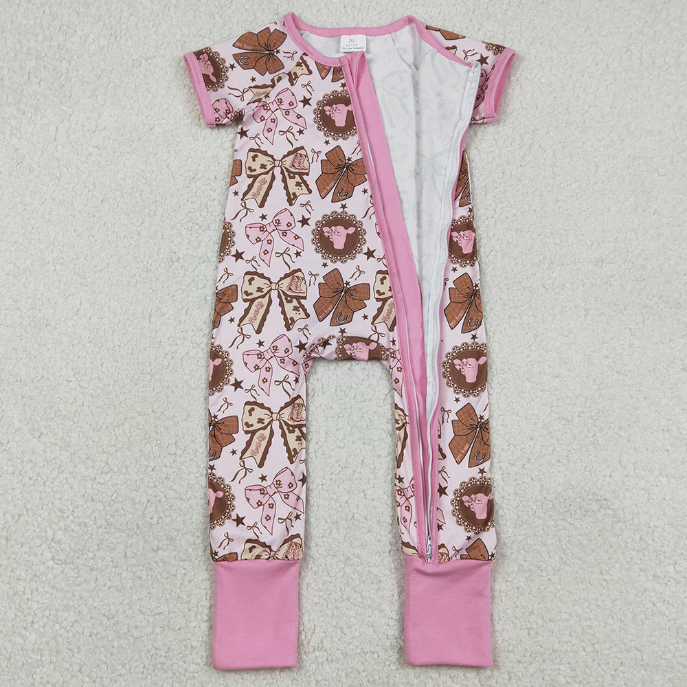 Baby Girls Rompers Flowers Highland Cows Western Zip Rompers SR3763 1.2