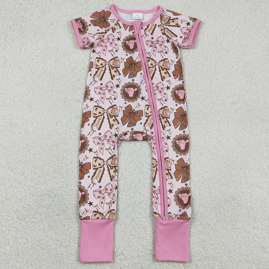 Baby Girls Rompers Flowers Highland Cows Western Zip Rompers SR3763 1.2