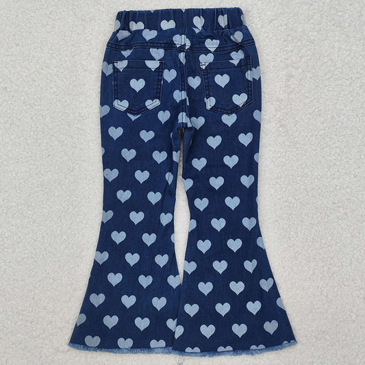 Baby Girls Jeans Hearts Valentines Bell Denim Pants P0333