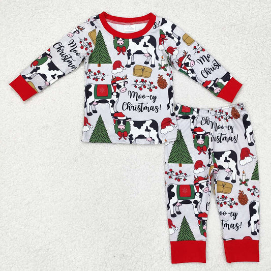 Baby Girls Pajamas Christmas Cows Tops Pants Pajamas Sibling Clothes Sets GLP1243