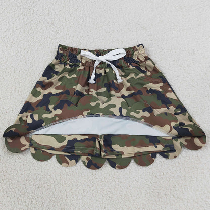 Baby Girls Skirts Southern Green Camo Scallop Pockets Skirt Shorts Bottom GLK0303