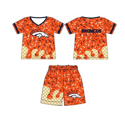 preorder(moq 5) Baby Boys Broncos Team Short Sleeve Tee Shirt Shorts Clothes Sets 5.29