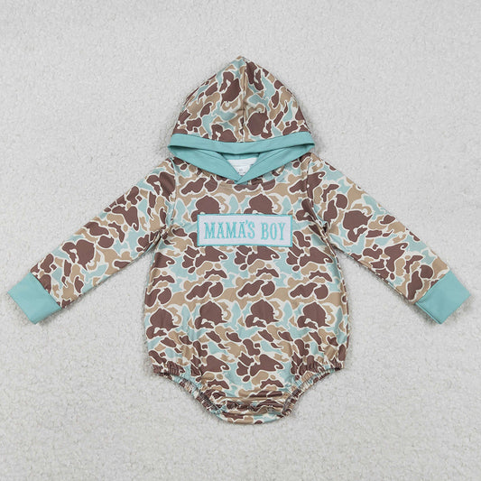 Baby Boys Rompers Embroidery Mama's Boy Green Camo Hoodie Rompers LR2795 11.21