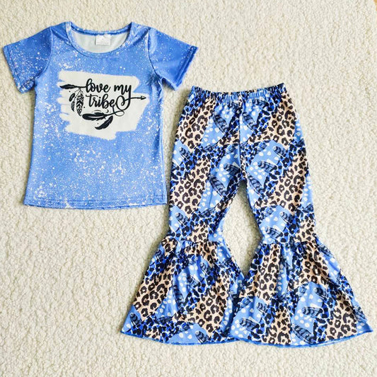 Baby Girls Clothes Spring Summer Short Sleeve Bell Bottom Outfits B8-25