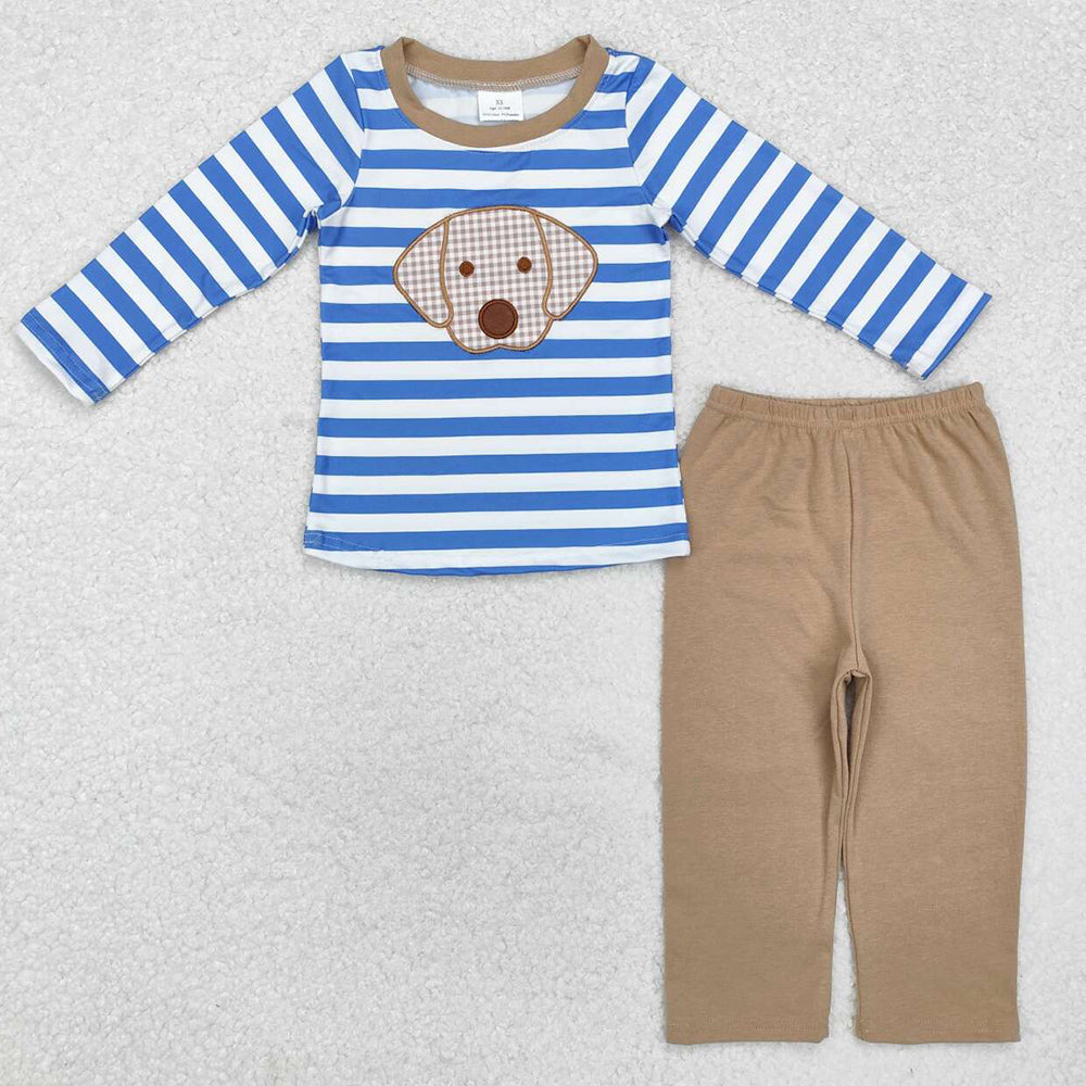 Baby Boys Clothes Long Sleeve Dogs Stripes Top Pants Clothes Sets BLP0478