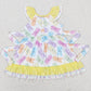 Baby Girls Dress Easter Colorful Bunny Rabbit Ruffle Knee Length Dresses GSD0610