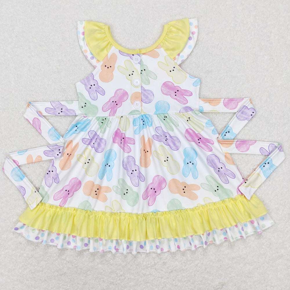 Baby Girls Dress Easter Colorful Bunny Rabbit Ruffle Knee Length Dresses GSD0610