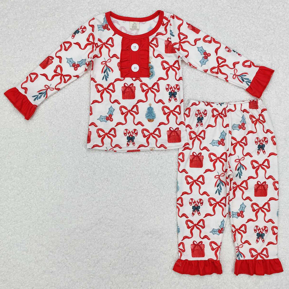 Baby Girls Pajamas Christmas Candy Cane Bamboo Pajamas Clothes Sets GLP1201