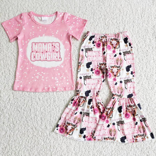 Fashion Baby Girls Clothes Boutique Short Sleeve Bell Pants Set B7-28