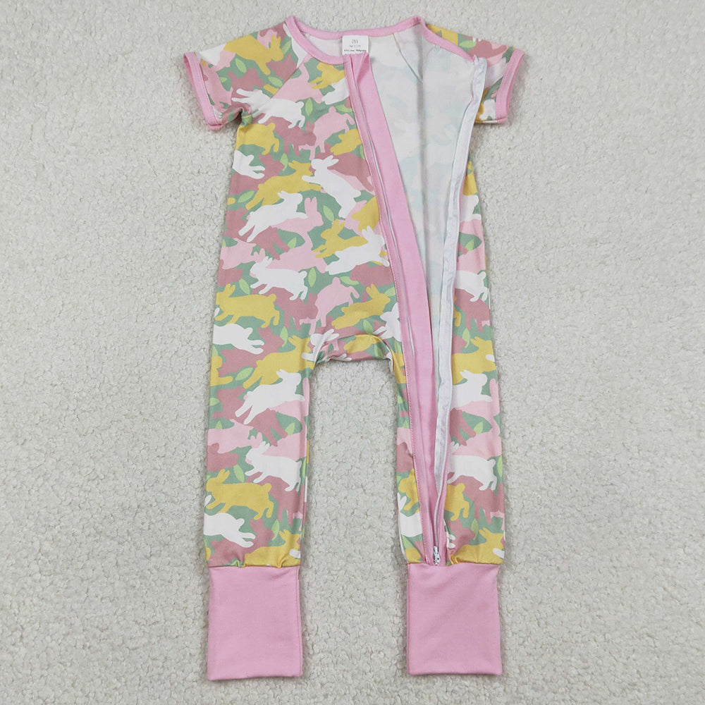 Baby Girls Rompers Rabbits Camo Easter Zip Rompers SR3715 1.2
