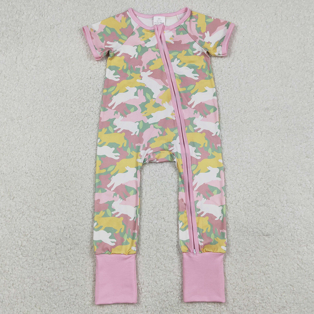 Baby Girls Rompers Rabbits Camo Easter Zip Rompers SR3715 1.2