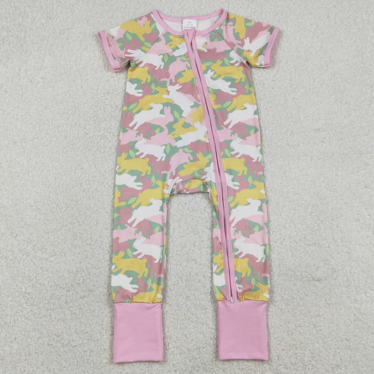 Baby Girls Rompers Rabbits Camo Easter Zip Rompers SR3715 1.2