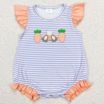 Baby Girls Romper Easter Carrot Flutter Sleeve Sibling Rompers SR0533