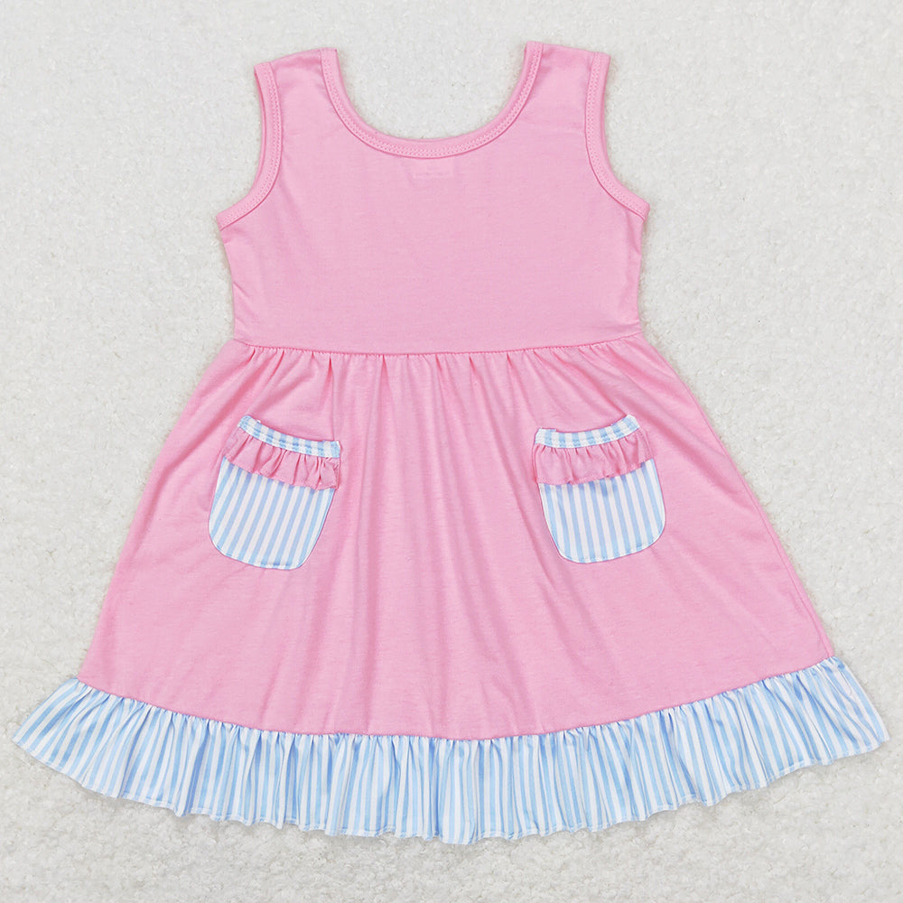 Baby Girls Dress Pink Pocket Ruffle Knee Length Dresses GSD0608