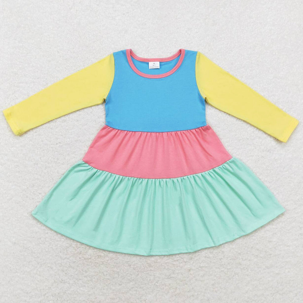 Baby Girls Dress Long Sleeve Colorful Knee Length Dresses GLD0601