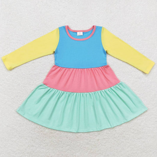 Baby Girls Dress Long Sleeve Colorful Knee Length Dresses GLD0601