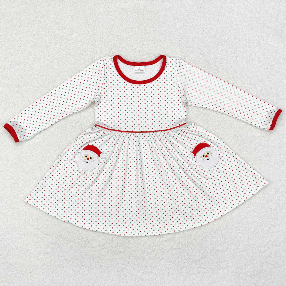 Baby Girls Dress Christmas Dots Santa Claus Knee Length Dresses GLD0779