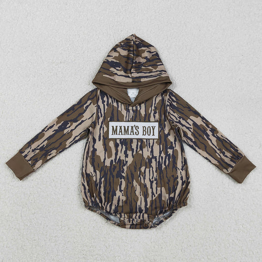 Baby Boys Rompers Embroidery Mama's Boy Olive Camo Hoodie Rompers LR2793 11.21