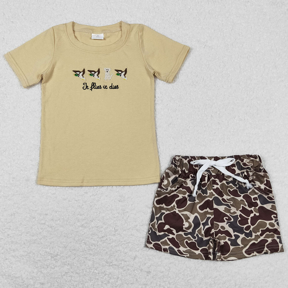 Baby Boys Clothes Duck Flies Shirt Top Camo Shorts Sets BSSO0711