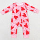 Baby Infant Girls Rompers Red Hearts Zip Long Sleeve Rompers LR0839