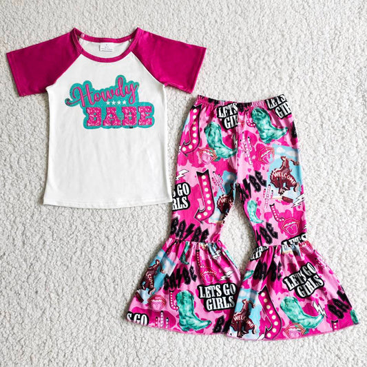 Baby Girls Clothes Sets Boutique Kids Clothes Girls Bell Bottom Outfits B8-28