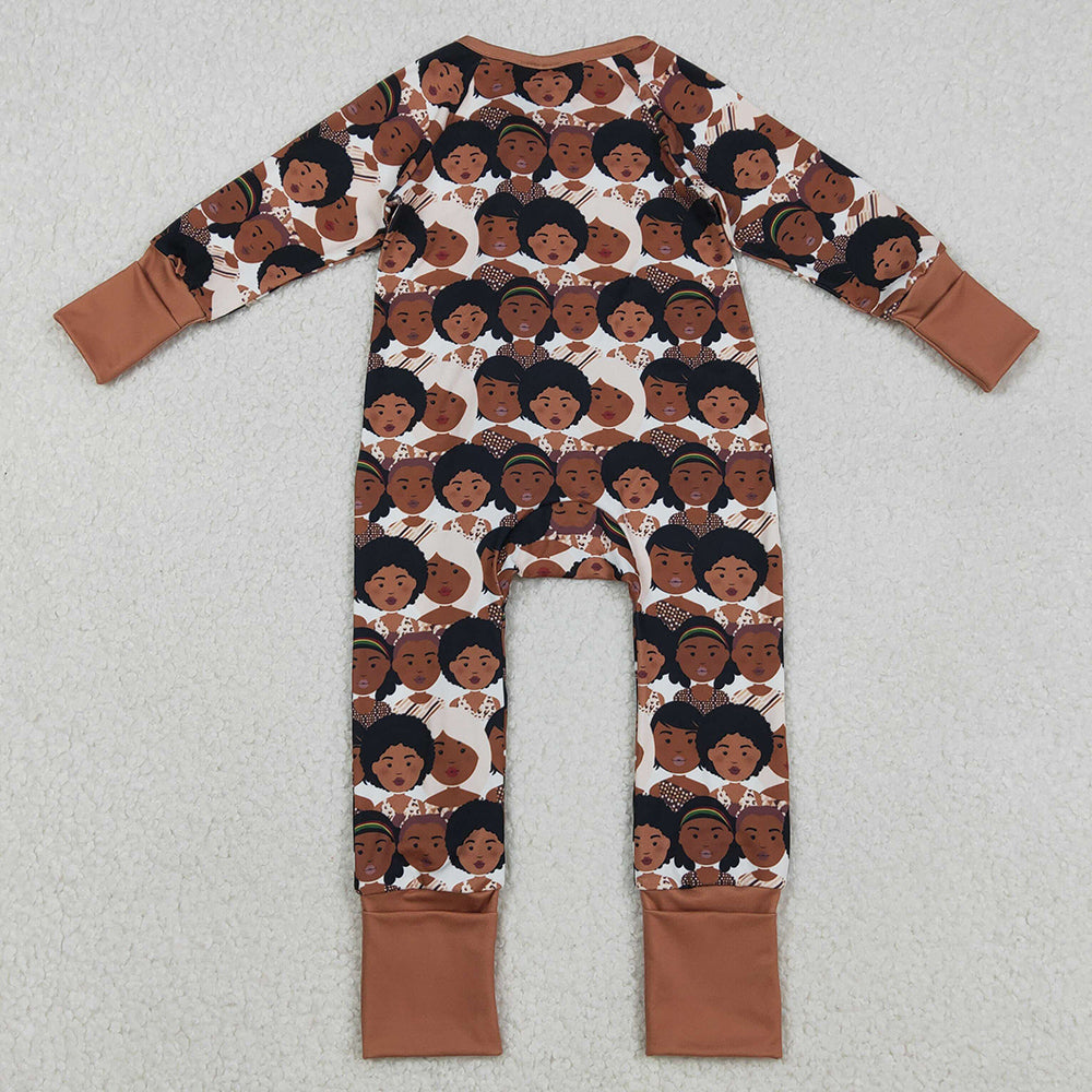 Baby Girls Rompers Black Girls Plaid Zipper Footie Rompers LR2748 12.2