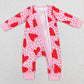 Baby Infant Girls Rompers Red Hearts Zip Long Sleeve Rompers LR0839