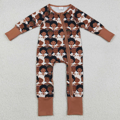 Baby Girls Rompers Black Girls Plaid Zipper Footie Rompers LR2748 12.2