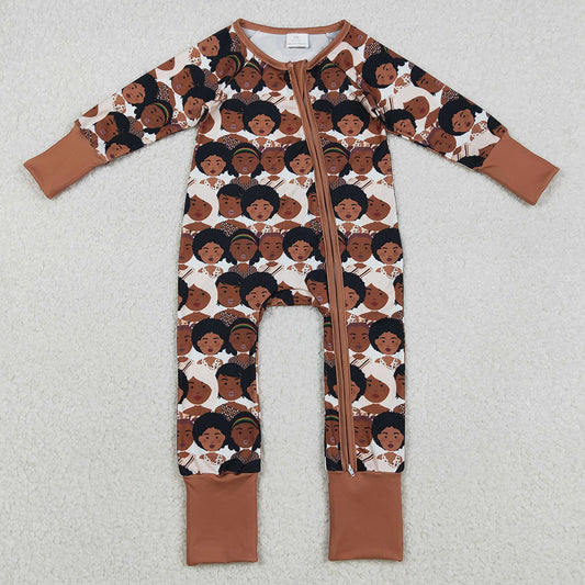 Baby Girls Rompers Black Girls Plaid Zipper Footie Rompers LR2748 12.2