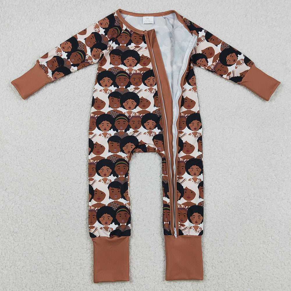 Baby Girls Rompers Black Girls Plaid Zipper Footie Rompers LR2748 12.2