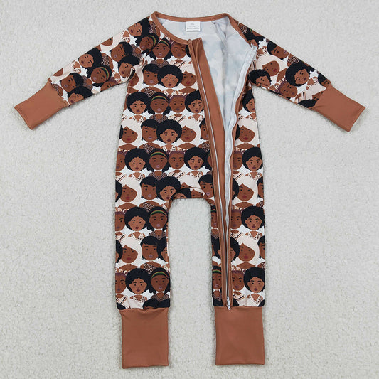 Baby Girls Rompers Black Girls Plaid Zipper Footie Rompers LR2748 12.2