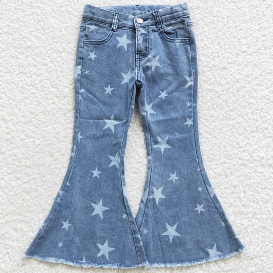 New Design Baby Girls Denim Pants Star Western Denim Bell Jeans Pants P0108