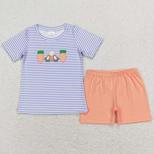 Baby Boys Clothes Easter Carrot Top Shorts Kids Sibling Clothing Girls Sets BSSO0301