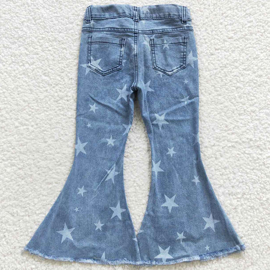 New Design Baby Girls Denim Pants Star Western Denim Bell Jeans Pants P0108