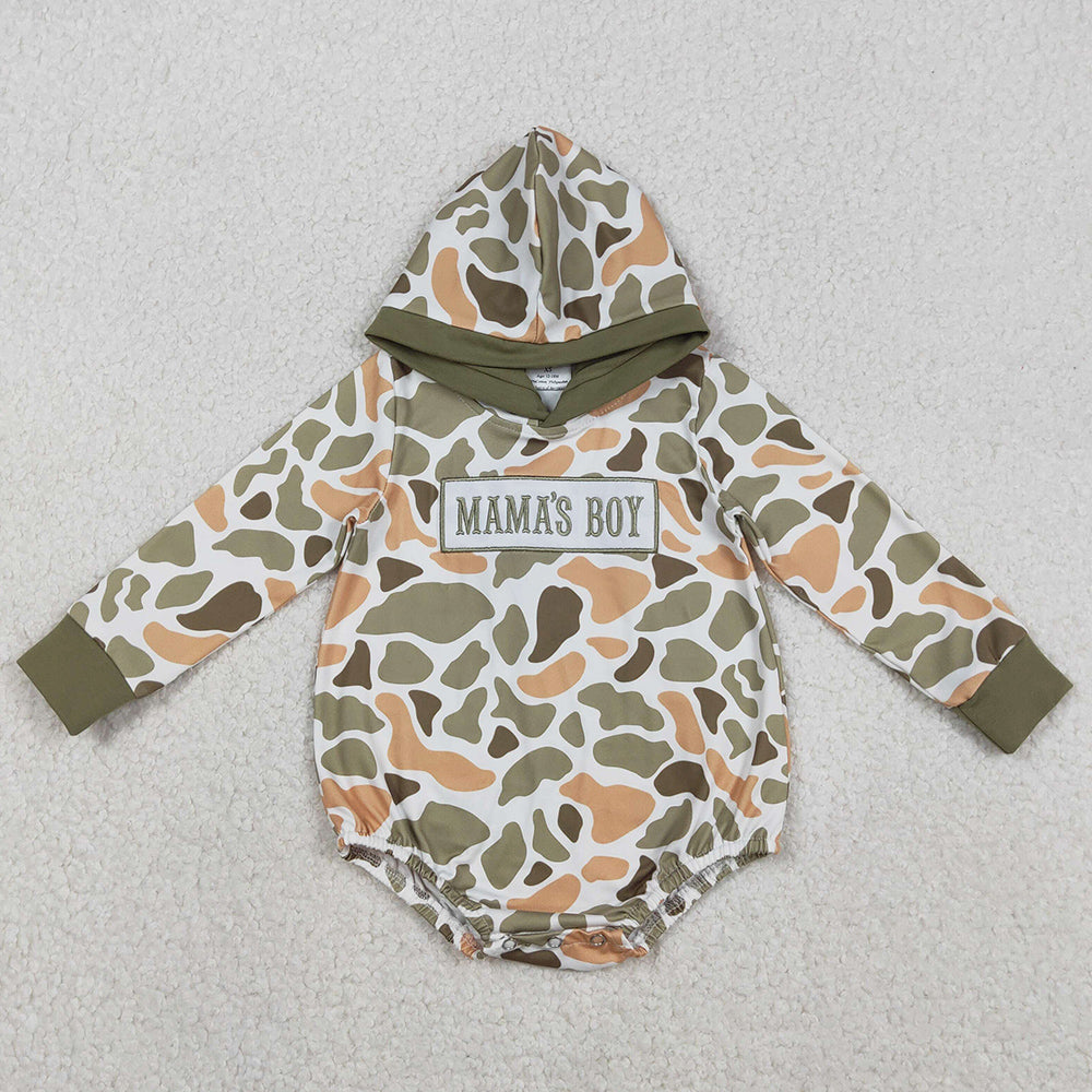 Baby Boys Rompers Embroidery Mama's Boy Orange Camo Hoodie Rompers LR2798 12.9