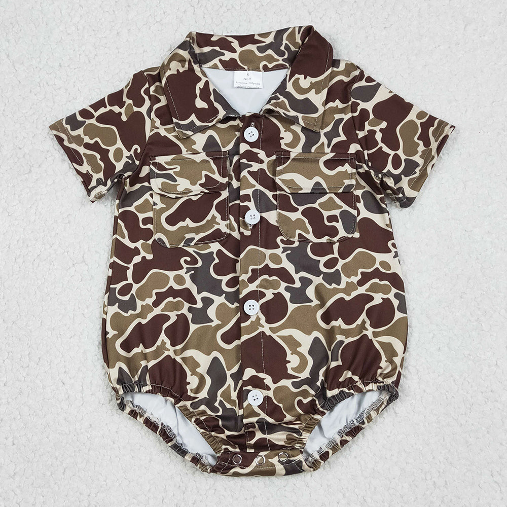 Baby Boys Rompers Southern Dark Khaki Camo Button Pockets Rompers SR3659 1.5