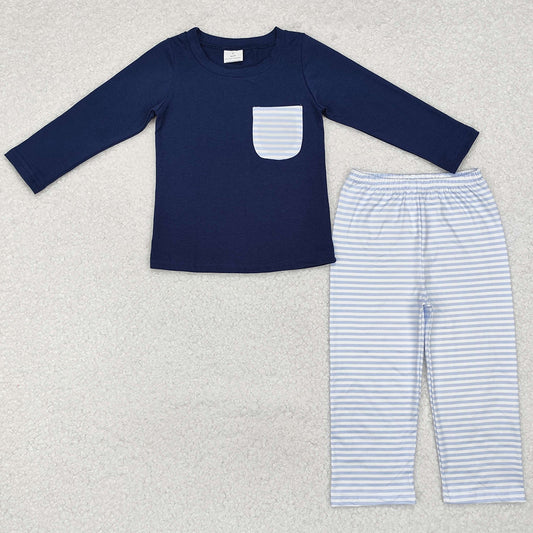 Baby Boys Clothes Navy Pocket Top Stripes Pants Sets BLP0868