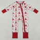 Baby Girls Rompers Red Bows Soldiers Checked Christmas Zipper Footie Rompers LR2633 10.1
