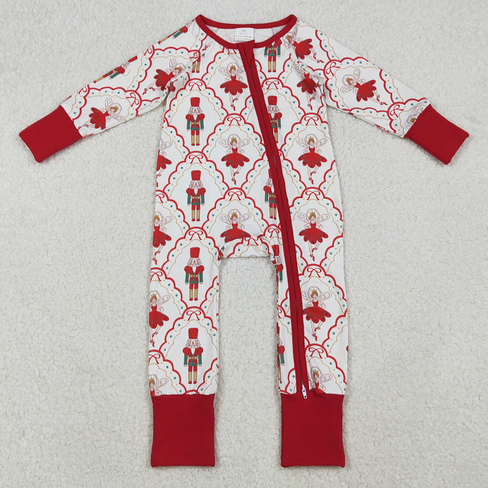 Baby Girls Rompers Red Bows Soldiers Checked Christmas Zipper Footie Rompers LR2633 10.1
