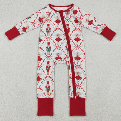 Baby Girls Rompers Red Bows Soldiers Checked Christmas Zipper Footie Rompers LR2633 10.1