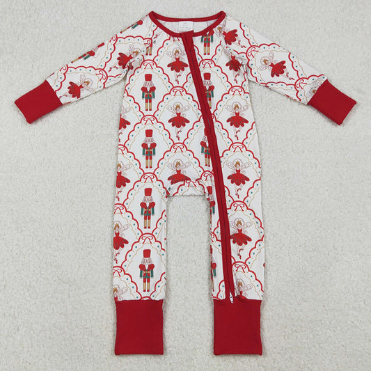 Baby Girls Rompers Red Bows Soldiers Checked Christmas Zipper Footie Rompers LR2633 10.1