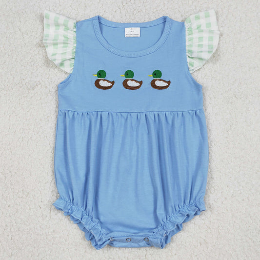 Baby Girls Rompers Embroidery Ducks Flutter Sleeve Hunting Ruffle Rompers SR3266 1.5