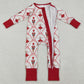 Baby Girls Rompers Red Bows Soldiers Checked Christmas Zipper Footie Rompers LR2633 10.1