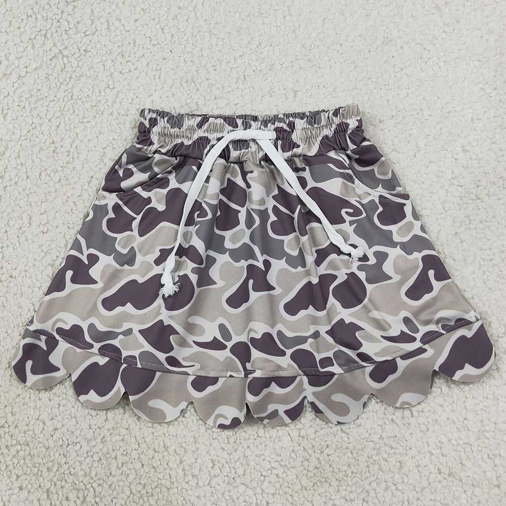 Baby Girls Skirts Southern Grey Camo Scallop Pockets Skirt Shorts Bottom GLK0297
