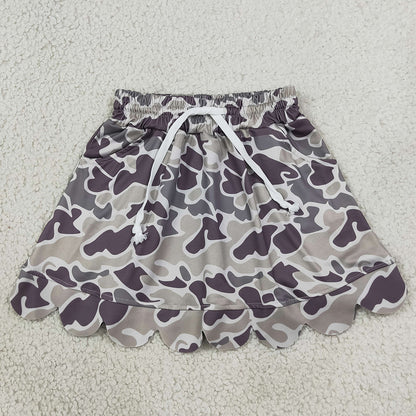 Baby Girls Skirts Southern Grey Camo Scallop Pockets Skirt Shorts Bottom GLK0297