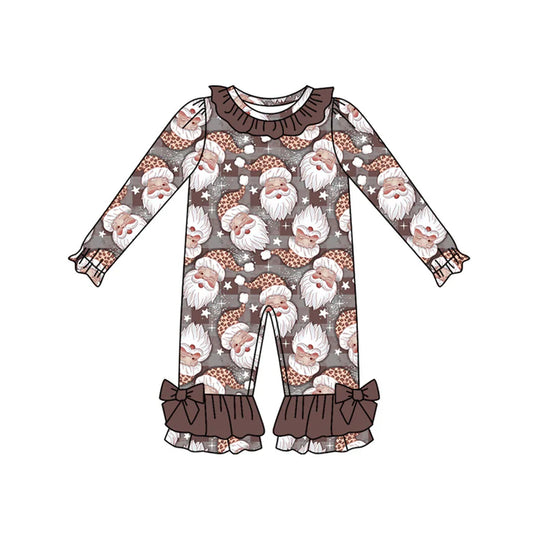 Preorder(moq 5)Baby Infant Girls Santa Plaid Ruffle Pant Christmas Rompers 7.30