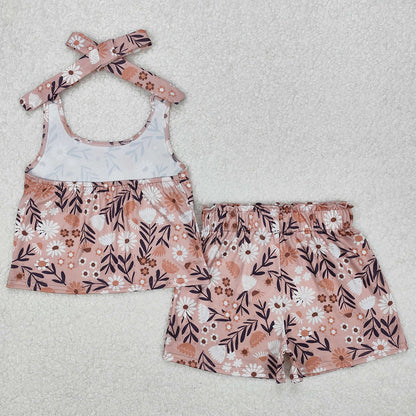 Baby Girls Clothes Floral Halter Top Elastic Shorts Clothes Sets GSSO1870 3.7