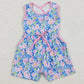 Baby Girls Jumpsuits Blue Pink Flowers Sleeveless Bows Shorts Jumpsuits SR2521