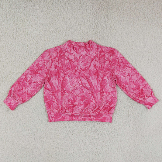 Baby Girls Pink Leaves Camo Long Sleeve T-shirts Top GT1823